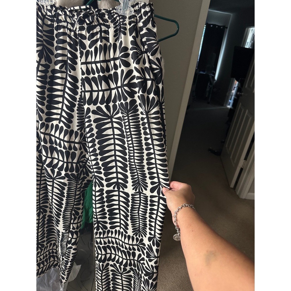Staccato Wide Leg Pants Women Large Black White Good Botanical Paperbag Waist - Picture 2 of 6